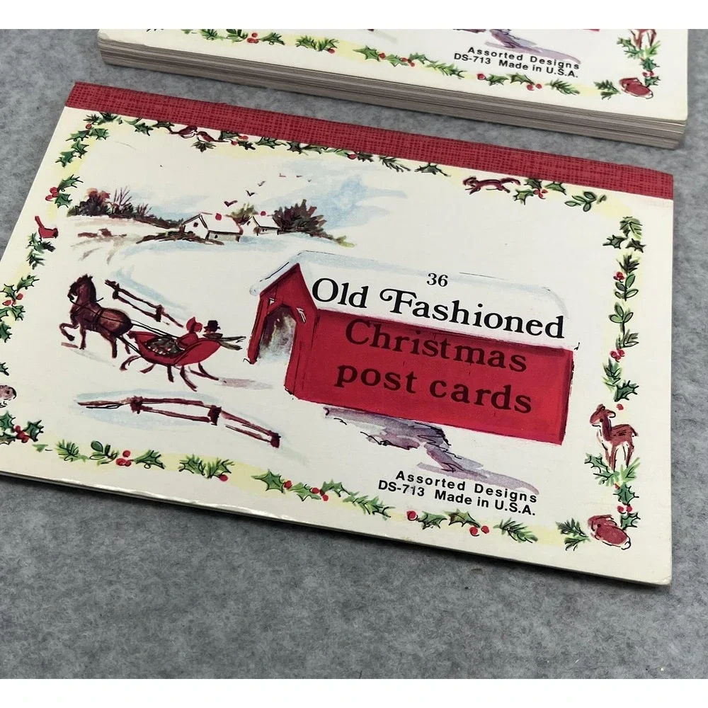 Vintage Old Fashioned Christmas Postcards Holiday Pads Made USA Snow‎ Scene READ